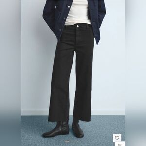 ❤️ MANGO CATHERINE CULOTTE HIGH RISE WIDE LEG CROP JEANS, BLACK, 6 (28)